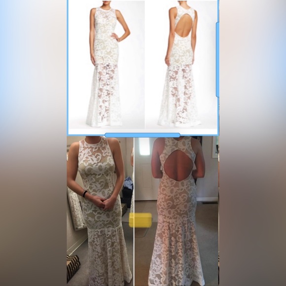 Sheer Embroidered White Gown, Issue New York, Size Small - Picture 11 of 11